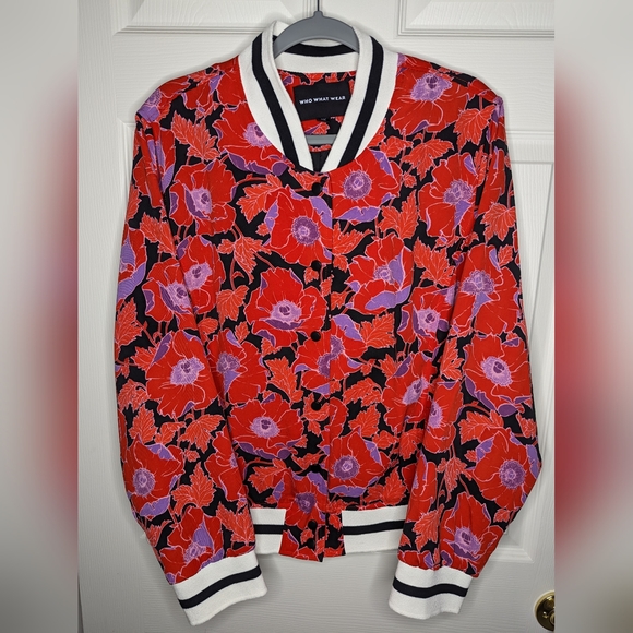 Who What Wear Jackets & Blazers - Who What Wear Red and purple flower jacket size XXL